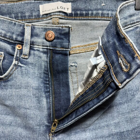 LOFT The Kick Crop Raw Hem High Rise Jeans Light Wash Women's Size 2/26 - Picture 5 of 10